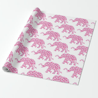 Cute Elephant made up of Little Pink Hearts Wrapping Paper
