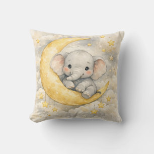 Cute Elephant Moon Nursery Art Cushion