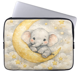 Cute Elephant Moon Nursery Art Laptop Sleeve