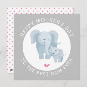 Cute elephant mother and baby gray Mothers Day Holiday Card