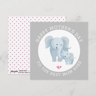 Cute elephant mother and baby gray Mothers Day Holiday Card