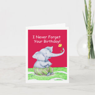 Cute Elephant Never Forgets Your Birthday Card