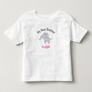 Cute Elephant   New Brother is a Girl Toddler T-Shirt