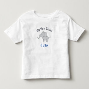 Cute Elephant New Sister is a Boy Toddler T-Shirt