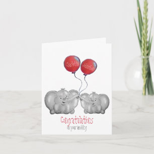 cute elephant newly wed congratulations wedding card