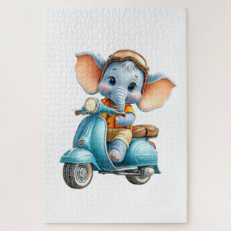 Cute Elephant on a Scooter Puzzles 