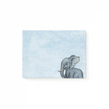 Cute Elephant on Blue Post-It Notes