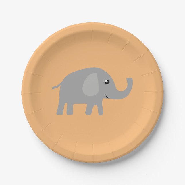Cute Elephant Paper Plate (Front)