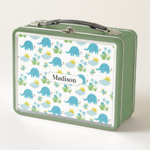 Cute Elephant Pattern custom name lunch boxes