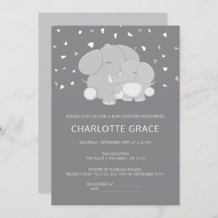 Cute Elephant Personalised Baby Shower Invitation