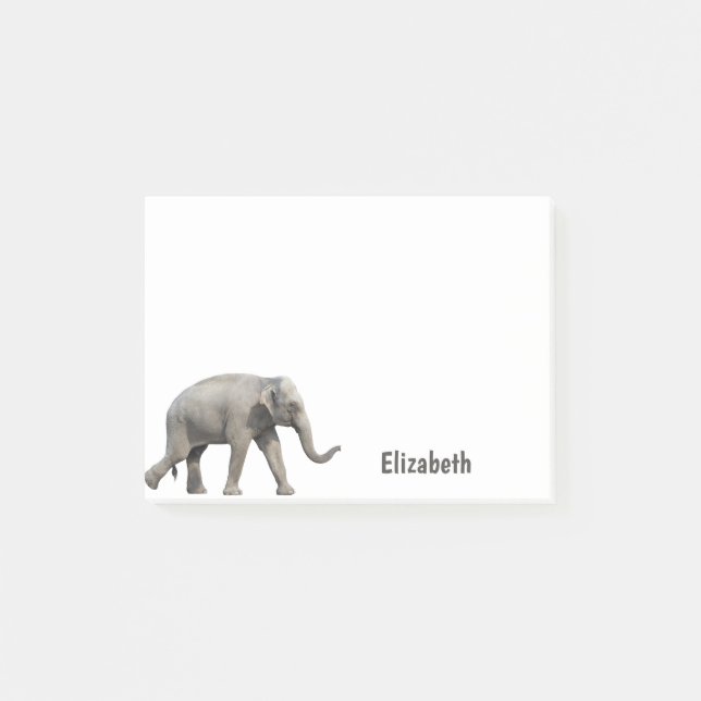 Cute Elephant Personalised Name Post-it Notes (Front)