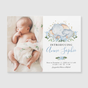 Cute Elephant Photo Birth Announcement Cards