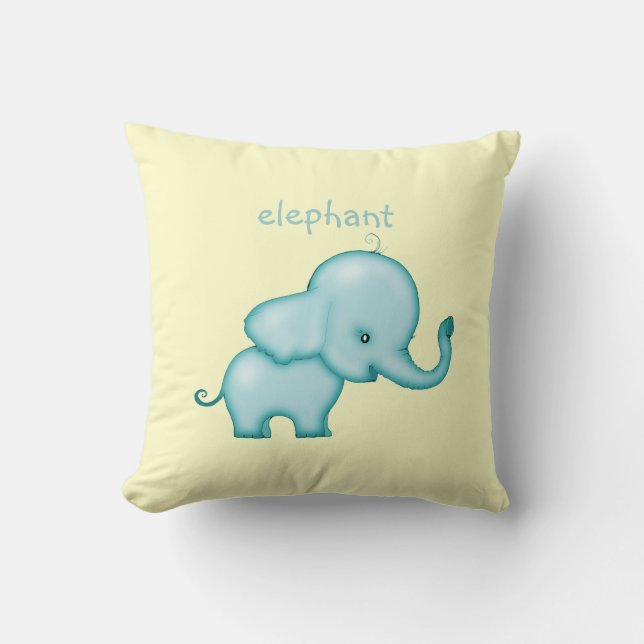 Cute Elephant Pillow for Nursery or Kids Room (Front)