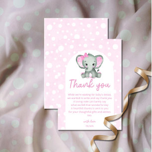 Cute Elephant pink Baby Shower Thank you Card