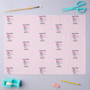 Cute elephant pink birthday tissue paper