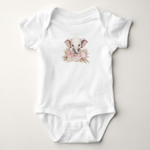 Cute Elephant Pink Boho Girl Baby Shower Bodysuit