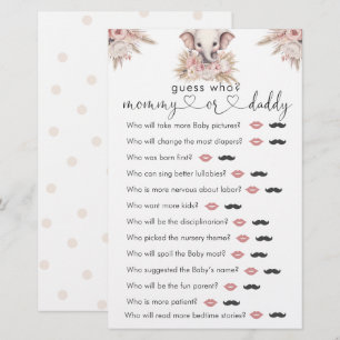 Cute Elephant Pink Boho Girl "Guess Who" Game