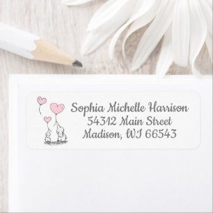 Cute Elephant & Pink Heart Balloons Baby Shower