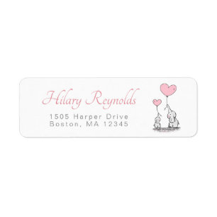Cute Elephant Pink Heart Balloons Girl Baby Shower