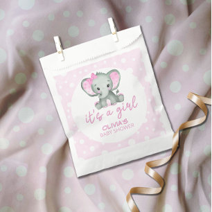 Cute Elephant pink It's a Girl Baby Shower Favour Bags