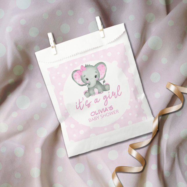 Cute Elephant pink It's a Girl Baby Shower Favour Bags (Creator Uploaded)