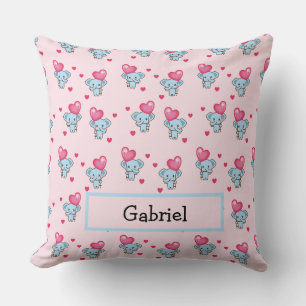 Cute elephant pink pattern cushion