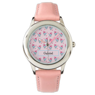 Cute elephant pink pattern watch