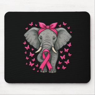 Cute Elephant Pink Ribbon Breast Cancer Warrior Fi Mouse Mat