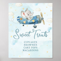 Cute Elephant Plane Adventure Blue Sweet Treats
