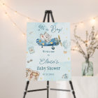 Cute Elephant Plane Adventure Boy Baby Shower