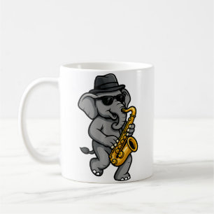 Cute Elephant Playing Saxophone Elephants Musician Coffee Mug