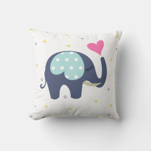 Cute elephant printed throw pillow
