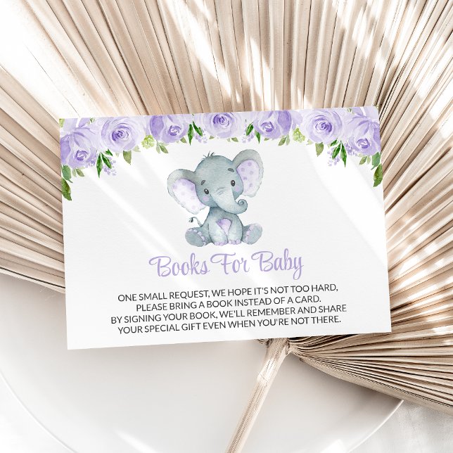 Cute Elephant, Purple Flowers, Books For Baby Enclosure Card (Creator Uploaded)