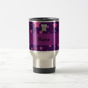 Cute elephant purple pink stars travel mug