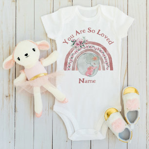 Cute Elephant Rainbow Baby Bodysuit