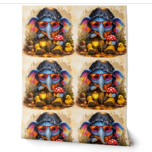 Cute Elephant Raincoat Pattern Wallpaper