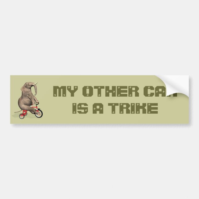 Cute Elephant Riding A Tricycle Bumper Sticker (Front)