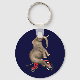 Cute Elephant Riding A Tricycle Key Ring