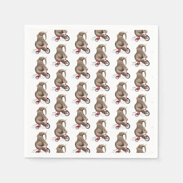 Cute Elephant Riding A Tricycle Napkin (Front)