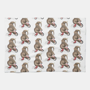 Cute Elephant Riding A Tricycle Tea Towel
