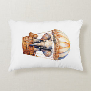 Cute Elephant Riding in a Hot Air Balloon Decorative Cushion