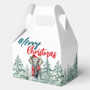 Cute Elephant Santa wild Xmas tree Merry Christmas Favour Box