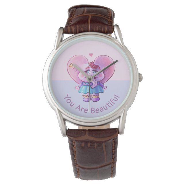 Cute Elephant Saying You Are Beautiful Watch (Front)