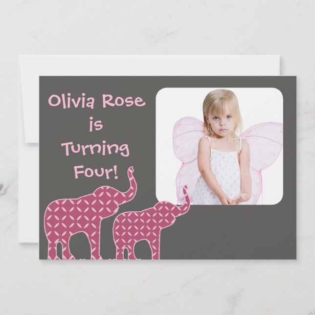 Cute Elephant Shapes Kids Birthday Party Invite (Front)