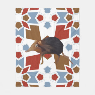Cute Elephant Shrew Fun Colorful Pattern Fleece Blanket