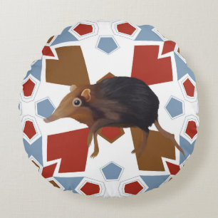 Cute Elephant Shrew Fun Colourful Pattern Round Cushion