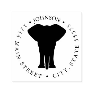 Cute Elephant Silhouette Return Label Self-inking Stamp