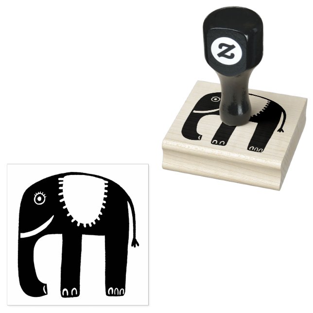 Cute Elephant Simple Modern  Rubber Stamp (Stamped)
