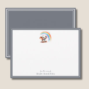 Cute Elephant Slate Gray Chic Nursery Note Card