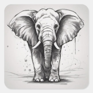 Cute Elephant Square Sticker